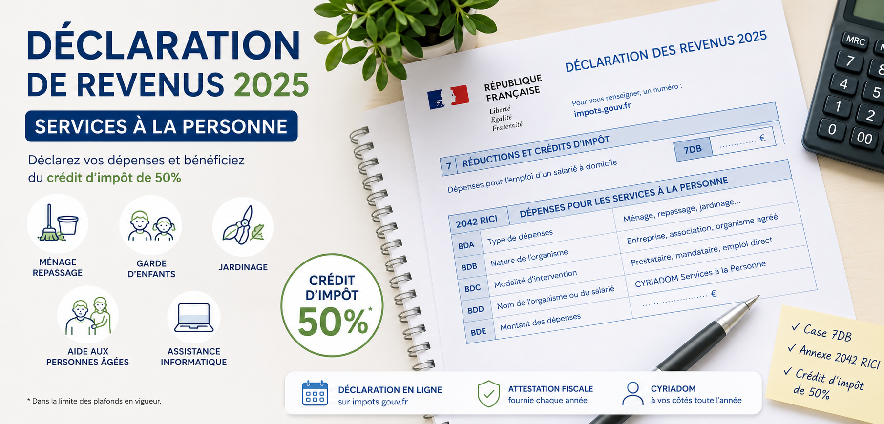 Déclaration d'impôt 2025 Services à la personne Aide à domicile Cyriadom